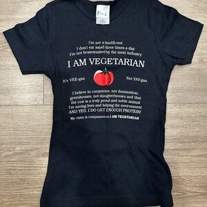 I Am Vegetarian black t-shirt, Small